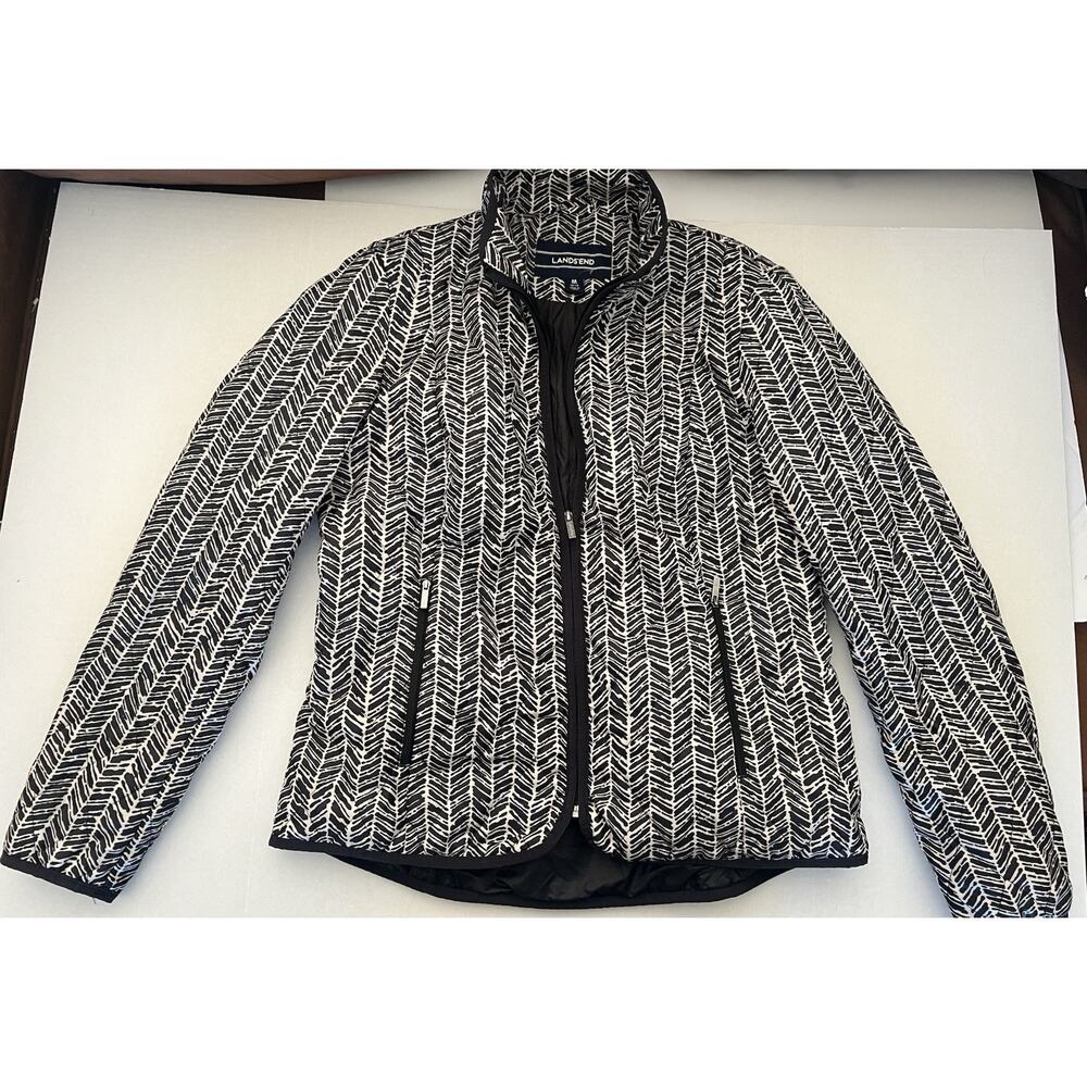 Lands End Quilted Womens Sz M Primaloft Jacket Lightweight Packable W/Bag